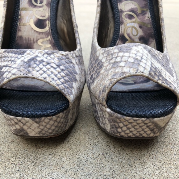 Sam Edelman Tacoma Python Peep Toe Heels - Picture 7 of 8